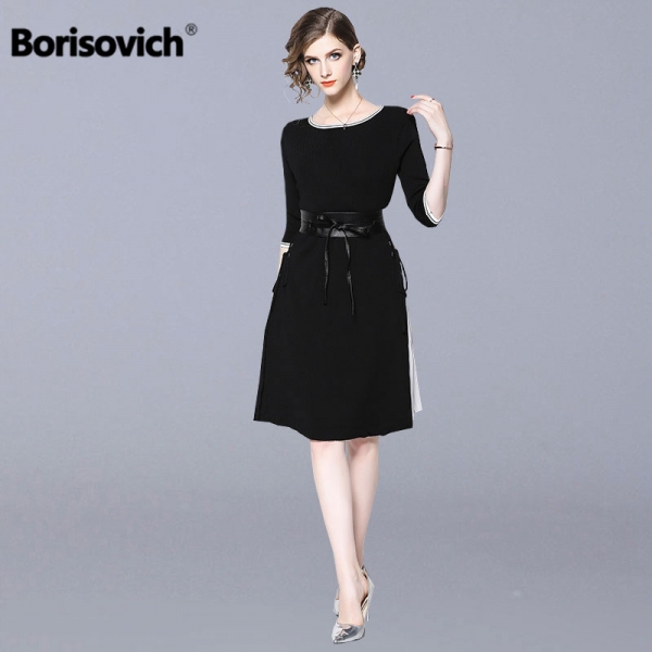 Borisovich Women Casual Sweater Dress New Brand 18 Autumn Fashion Half Sleeve Furcal Female Knitted A-line Dresses N034 Borisovich Women Casual Sweater Dress New Brand 18 Autumn Fashion Half Sleeve Furcal Female Knitted A-line Dresses N034