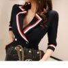 Notched collar Half Sleeve Double-breasted Pleated Temperament Dress