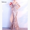 Dazzle in Gold – Luxury Special Occasion Long Dress with Beaded V-Neck