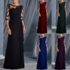 Dress Lace Half Sleeves Round Neck Slim Fit Female Formal Gown