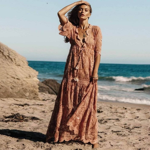 Mandala Black Orchid Maxi Dress Women 19 Summer Half Sleeve Deep V neck Sexy Dress Boho Lace Floral Embroidery Long Dress 1 Discover the Mandala Black Orchid Maxi Dress – A Sexy Boho Lace Floral Embroidery Dress