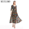 Long Dress New Arrival Fashion V-Neck Full Half Sleeve Heart Print