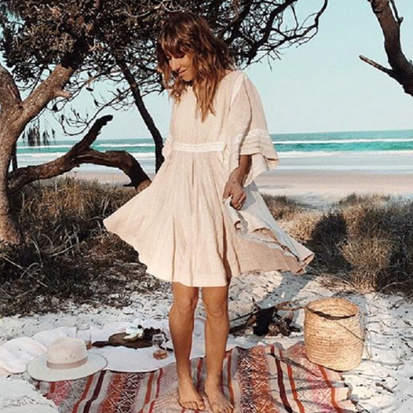 TEELYNN cotton & linen tunic mini dresses boho solid dress o-neck loose short summer dresses beach Gypsy dress women vestidos 1 Boho Chic Summer Style – TEELYNN Cotton & Linen Tunic Mini Dress for Women