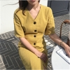Sunshine Glow: Cotton Linen V-Neck Summer Dress for Women