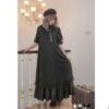 Delly Japanese sweet soft sister dress stripe mesh Lolita half sleeve