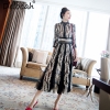 Runway Fashion Designer Half Sleeve Gorgeous Appliques Dot Printed