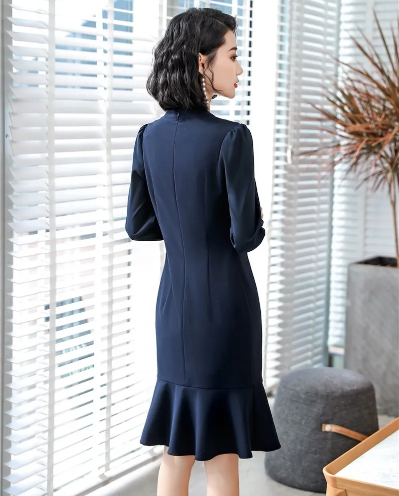 Formal OL Styles Half Sleeve Middle Long Business Women Dress Office Ladies Work Wear Summer Dresses Slim Hips Female Vestidos 3 Middle Long Business Women Dress Office Ladies Work Wear