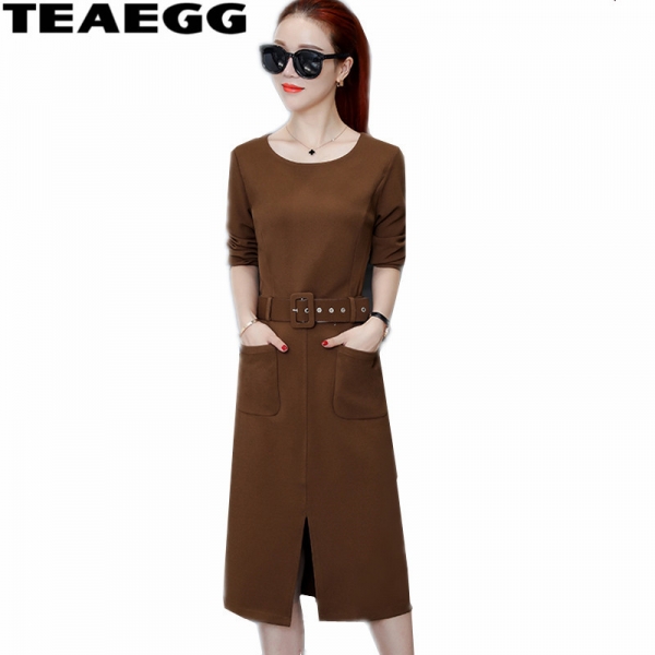 TEAEGG New Half Sleeve Autumn Winter Dresses Women 19 High Quality Casual Ladies Dresses Large Sizes Woman Dress Robe AL481 1 Stay Cozy & Stylish – High-Quality Casual Autumn Winter Dress for Women