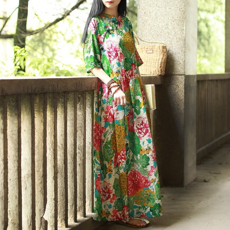 Half Sleeve Mandarin Collar Vintage Dress Plus Size Summer Review ⋆ ...