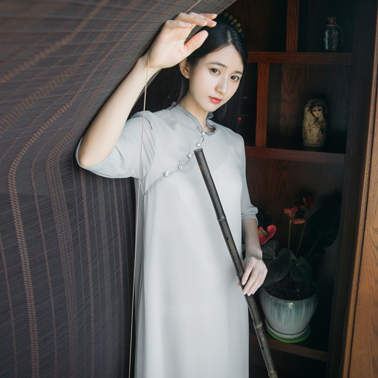 Summer New Tea Art Tea Service Retro Chinese Elements Half Sleeves Meditation Dress Chinese Dress Female