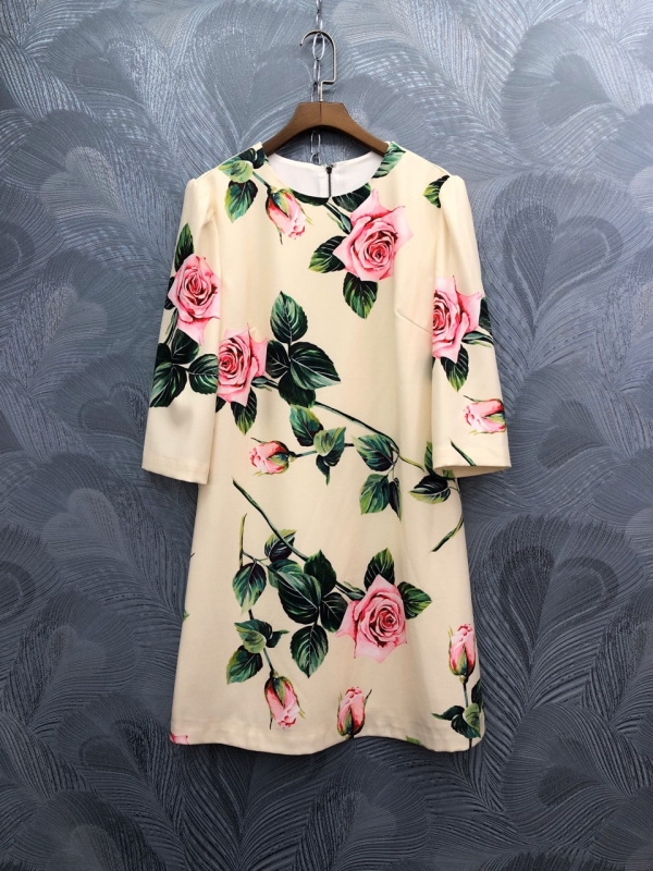 Spring summer runways floral print half sleeve sweet dress Fashion women's elegant dress B229 Spring summer runways floral print half sleeve sweet dress Fashion women's elegant dress B229