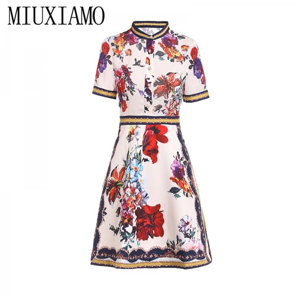Retro Half Sleeve Stereo Flower Vintage Dress