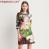 Luxury Pearls High Street Design Runway Print Letter A-Line Dress
