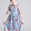 Mesh Embroidery Half Sleeve Dress Designer Runway Heavy duty