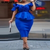 Half Sleeve Dress Summer Casual Solid Butterfly Sleeve Mid-calf Ruffled
