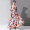 High Quality Fashion Designer runway Maxi Dresses Women's Half Sleeve Holiday amazing Floral Print Long Dress 3XL Plus Size