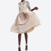 Half Sleeve Dress Rave Festival Clothes Nude Dress Party Lace