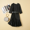 Women Dresses 19 High Quality Newest Designer Runway O-Neck Half Sleeve Patchwork Lace Elegant Dress Casual Dresses NP0762J