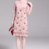 Pink Lace Floral Pencil Fashion Dress Slim