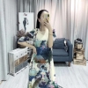 HOT SELLING Miyake new fashion fold Chinese style ink painting half sleeve o-neck dress IN STOCK