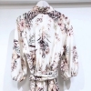 Linen Elegant Print Bandage Waist Half Sleeve Dress ??