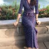 Half sleeve folk beach vacation sexy slim split long dress