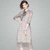 Printed O-Neck Half Sleeved Loose A-Line Two Piece Dress Midi M-XXL