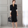 Autumn Women straight knee-length Casual half sleeve dress slim