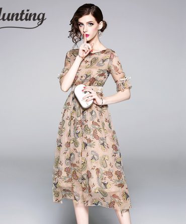 19 High quality luxury Runway Summer Chiffon Women Printed half Sleeve dress vestidos