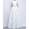 Elegant White Ball Gown Long Party Dress Casual Plus Size Dress Half Sleeve Round Dress