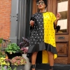 Plus Size O-Neck Midi Dot Print Dress Womensexy Night Half Sleeve Loose Dress Vintage Casual Irregular Dresses