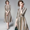 Vintage Floral Dress Half Sleeve A Line Stand Collar Single