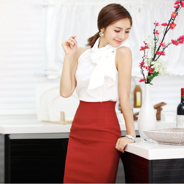 Pencil Skirt Women 19 Elastic High Waist Slim Hips Red Black Formal Saias Feminino Lady OL Office Bodycon Skirts Plus Size 3 Pencil Skirt for Girls - 19 Elastic, High Waist, Slim Hips, Red & Black Formal Saias Feminino