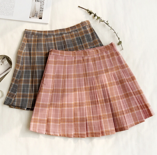 Wemon skirt Spring summer lattice Bouffancy Short skirt Paige A word skirt(Safety trousers in skirt)