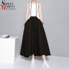 19 Summer Women Black Long Maxi Skirt Elastic Waist Pleated Infinite Skirt Convertible Girls Loose Casual Suspender Skirt 1388