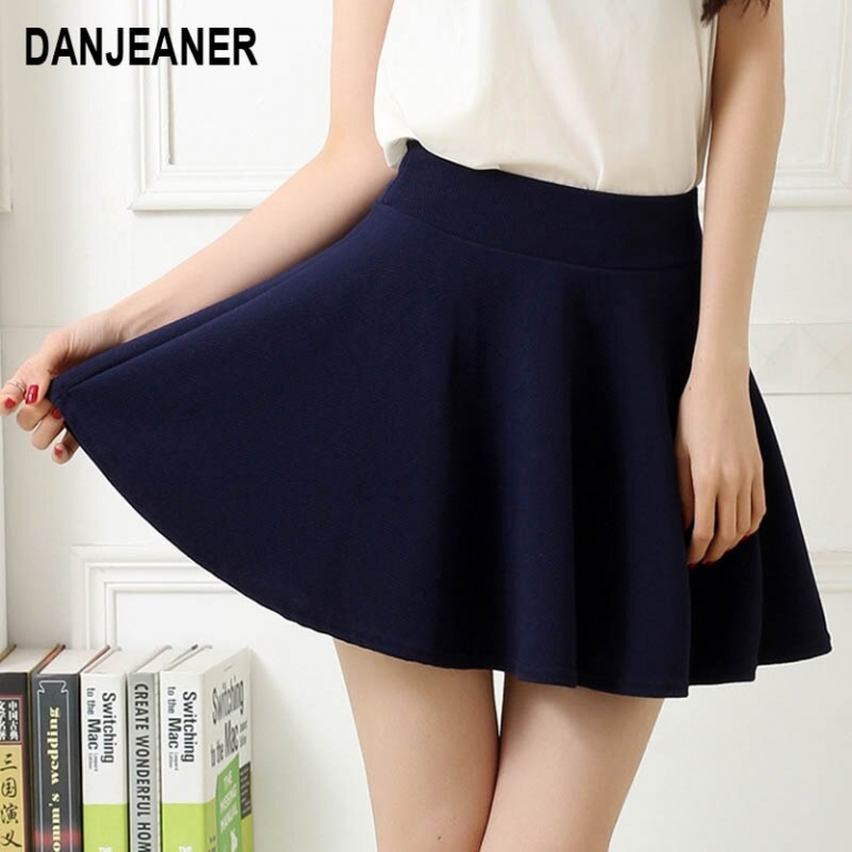 New Korean Style Womens A-line Pleated Skirt Mini Summer Fashion Style Candy Color Above Knee SkirtC24