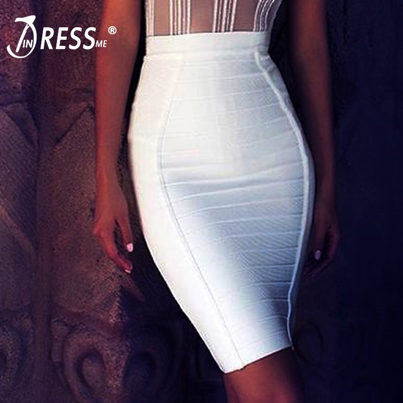 INDRESSME 19 New Sexy Pencil Bodycon Skirt Striped Knee-Length Bandage Skirts Wear To Work Summer Wholesale