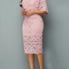 O-Neck Hollow Out Casual Knee-Length Dress Women's Summer Simple