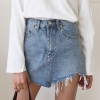 Summer Women's Skirt Short Sexy Denim Skirts Womens Irregular Brushed Hem Jean Mini Skirt