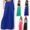Elastic Waist Elegant Thin Pleate Skirt Ladies Casual Beach Solid