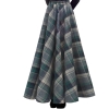 Maxi Thick A-line Skirts For Women Elastic Waist Winter Plaid Woolen Skirts