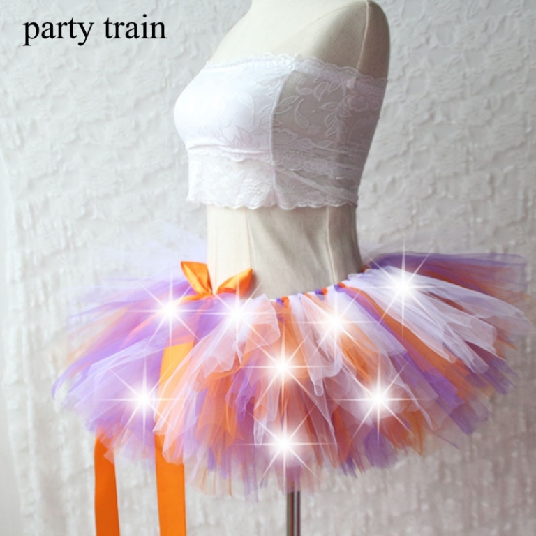 New Arrival Women Tulle Tutu Skirt Sexy Mini Fancy Adult Petticoat Fluffy Yarn Ballet Dance Halloween Led Light Up - Rave