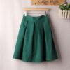 Pleated Knee Length Skirt Vintage A Line Big Bow Red Black Side Zipper