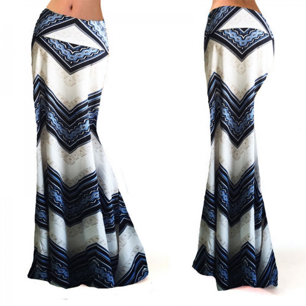 19 new fashion sexy hot casual print empire Women Long Gypsy High Waist Maxi Skirts Stretch Full Length Skirt Oversize 1 Elegant Empire Waist Maxi Skirt: Your New Fashion Staple