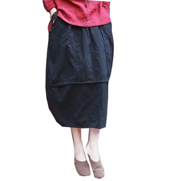 Linen skirt New Vintage and Retro Ethnic Elegant Skirts Solid Long Red Black Skirt Bud Hem Cotton Women Patchwork Saia Femme 1 New Vintage and Retro Ethnic Elegant Skirts Solid Long Red Black Skirt
