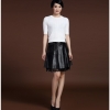 Svadilfari Wholesale New 18 Spring Skirts Solid 100% High Quality Genuine Leather Pleated Umbrella Shape Skirts For Woman