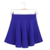 Plain Skater Flared Pleated Mini Skirt Womens SolidBlue Short Skirt