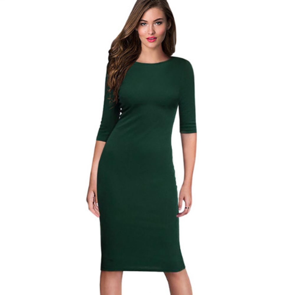 Summer Half Sleeve Knee Length Midi Formal Vestidos De Festa Burgundy