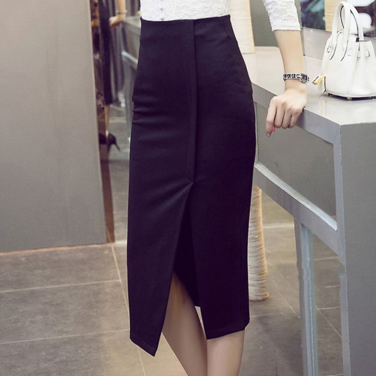 Korean Style Split Skirts Casual Slim high Waist Hip Skirt Calf SALE ...