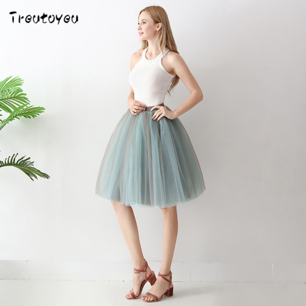 6 Layers Fashion Tutu Tulle Skirt Knee Length Pleated Skirts Womens Wedding skirt Lolita Petticoat Saia Faldas Jupe 2 6-Layer Fashion Tutu Tulle Skirt - Perfect for Weddings, Parties, and Lolita Ensembles